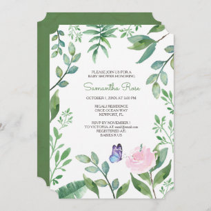 Invitation Papillon de baby shower, de rose, pourpre et bleu