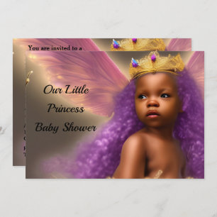 Invitation papillon de Baby shower Princess ethnique violet 2