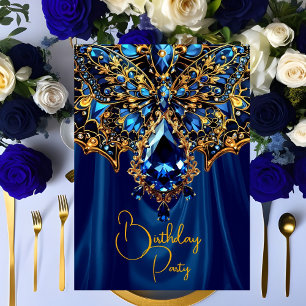 Invitation Papillon de Bijou Exotique d'Anniversaire Acier Bl