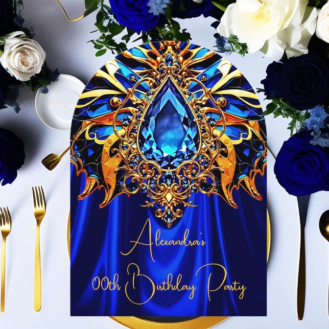 Invitation Papillon de Bijou Exotique d'Anniversaire Bleu Ora (Créateur téléchargé)