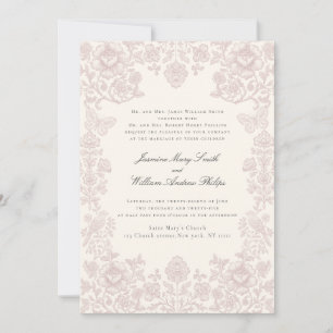 Invitation Papillon de dentelle florale fantaisiste Mariage F
