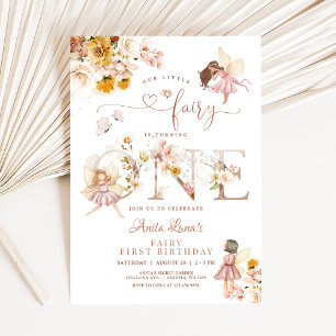 Invitation Papillon de fée Magique Anniversaire 1ère Fleur sa