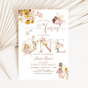 Invitation Papillon de fée Magique Anniversaire 1ère Fleur sa