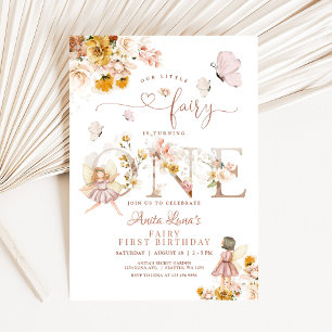 Invitation Papillon de fée Magique Anniversaire 1ère Fleur sa