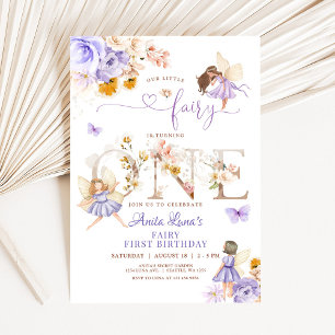 Invitation Papillon de fée Magique Anniversaire 1ère Fleur sa