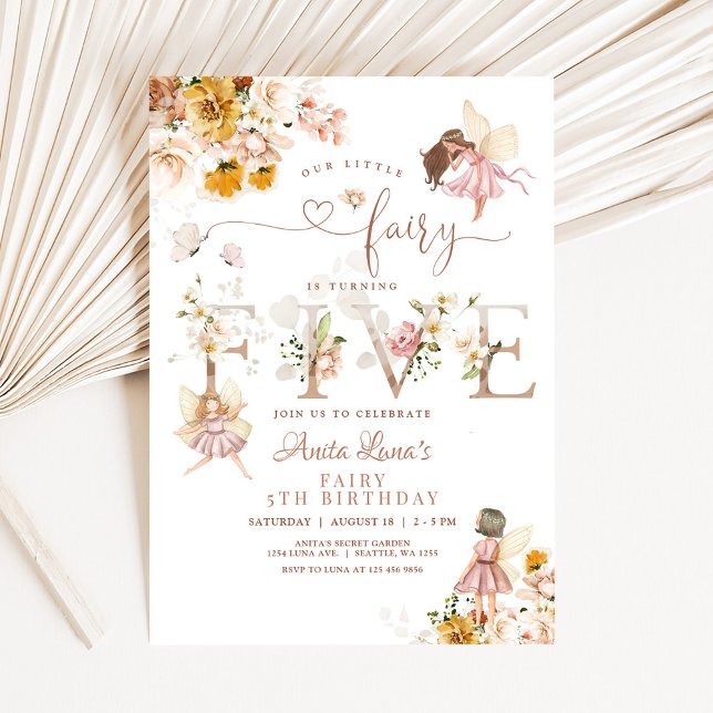 Invitation Papillon de fée Magique Fleur sauvage 5e Anniversa (Créateur téléchargé)