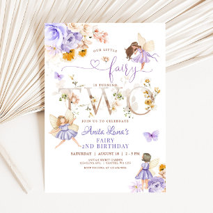 Invitation Papillon de Fée Violette Magique Floral 2ème Anniv