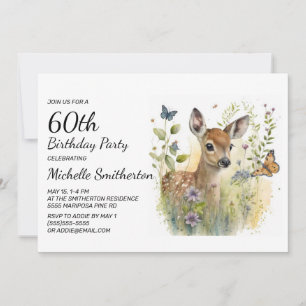 Invitation Papillon de feuillage floral de cerf nouveau-né 60