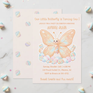 Invitation Papillon de guimauve en sorbet de pêche pour l'ann