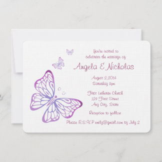 Invitation Papillon de jardin rose mauve