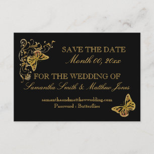 Invitation Papillon de mariage en or noir réponse 02