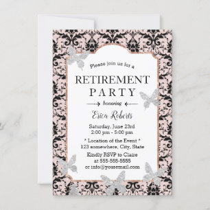 Invitation Papillon de Parties scintillant rose pâle pour Dam