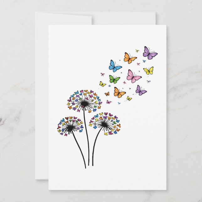 Invitation Papillon de pissenlit en vol (Devant)