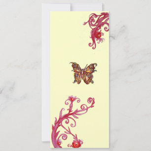 Invitation PAPILLON D'OR BEURRE , crème rouge vif