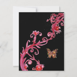 Invitation PAPILLON D'OR BUTTERFLY , rouge noir brillant