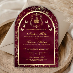 Invitation Papillon d'or de Bourgogne Arche Mariage Musulman