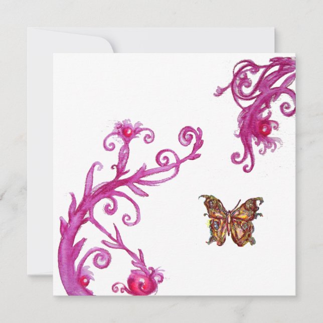 Invitation PAPILLON D'OR , rose blanc brillant (Devant)