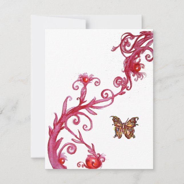 Invitation PAPILLON D'OR , rouge blanc brillant (Devant)