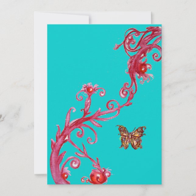Invitation PAPILLON D'OR , rouge bleu vif (Devant)