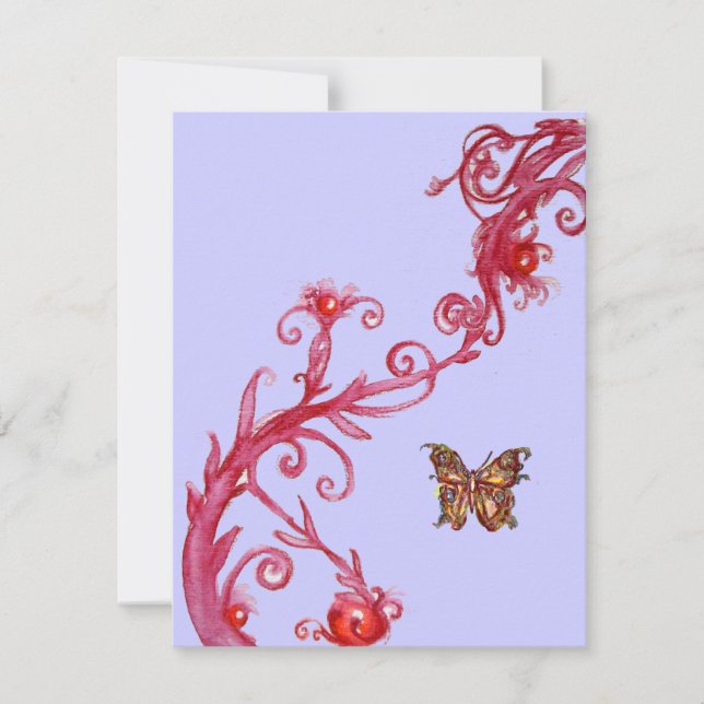 Invitation PAPILLON D'OR , rouge bleu vif (Devant)