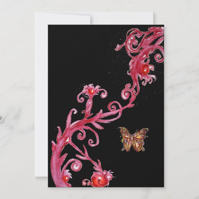 Invitation PAPILLON D'OR , rouge noir brillant (Devant)