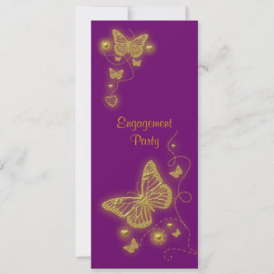 Invitation Papillon d'or violet élégant