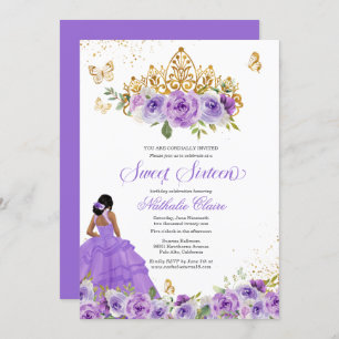 Invitation Papillon doux 16 + Purple Aquarelle Fleurs Inv