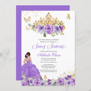 Invitation Papillon doux 16 + Purple Aquarelle Fleurs Inv