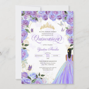 Invitation Papillon élégant de Quinceanera Lavande violette