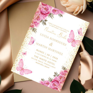 Invitation Papillon Élégant et Floral Nuestra Boda