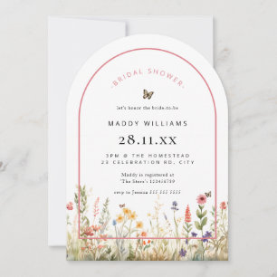 Invitation Papillon en Arc Fleur Sauvage Baby Shower Mariage