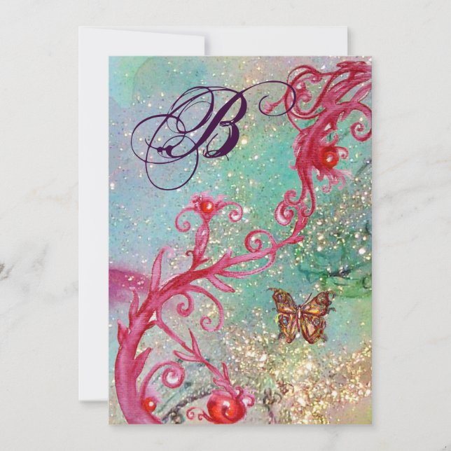 Invitation PAPILLON EN ÉCLATS 2 Monogramme Élégant de Mariage (Devant)