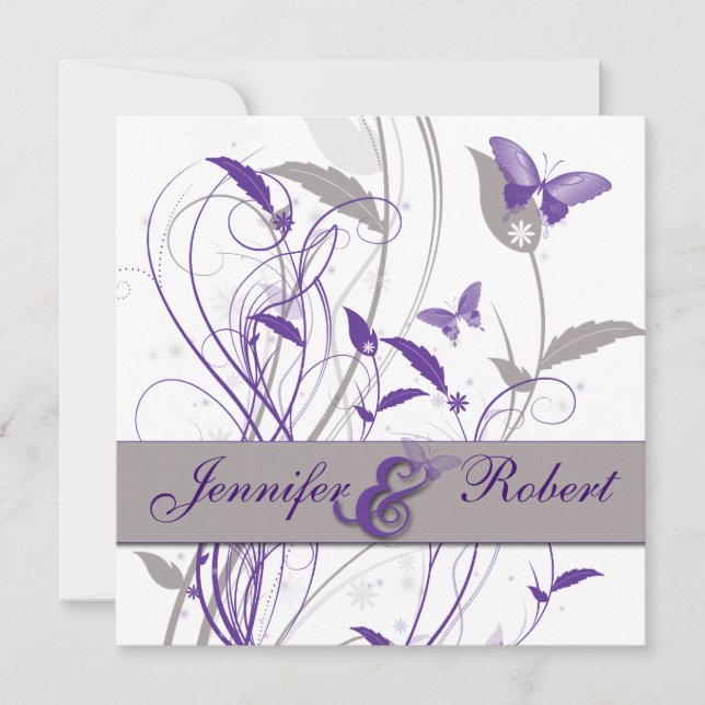 Invitation Papillon en lilas et violet Anniversaire (Devant)