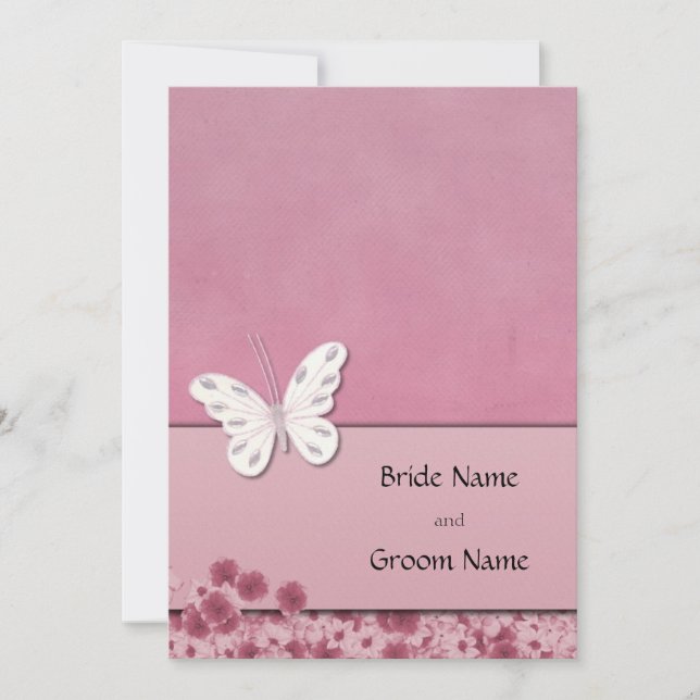 Invitation Papillon Et Fleurs (Devant)