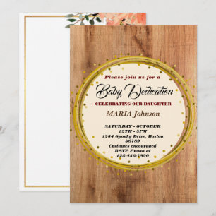 Invitation Papillon féminin aquarelle floral bébé dédicace 