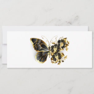 Invitation Papillon Fleur d'Or avec Orchidée Noire