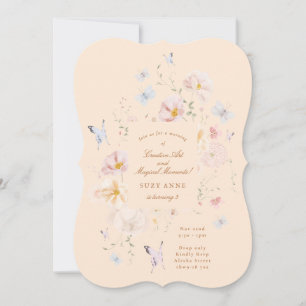 Invitation Papillon & Fleurs Douces Filles Troisième Annivers