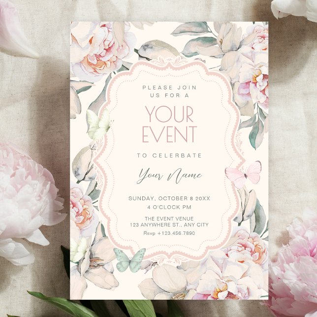 Invitation Papillon floral  (Créateur téléchargé)