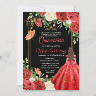 Invitation Papillon floral coloré Quinceanera Anniversaire