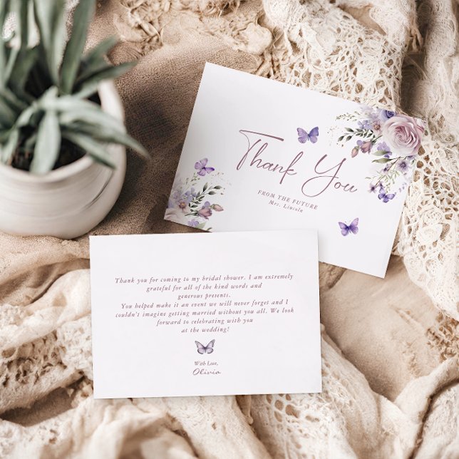 Invitation Papillon floral Dusty Mauve (Créateur téléchargé)