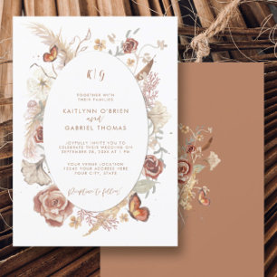 Invitation Papillon Floral Fleur Sauvage Terre Cuite Aquarell