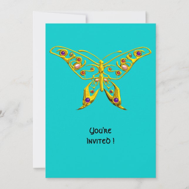 Invitation PAPILLON HYPER OR AVEC PIERRES PRÉCIEUSES, Bleu Tu (Devant)