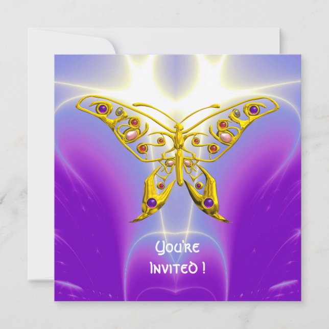 Invitation PAPILLON HYPER violet fuchsia champagne pourpre (Devant)