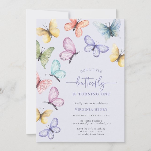 Invitation Papillon Lavande Anniversaire (Devant)