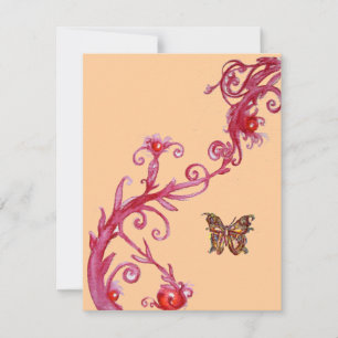 Invitation PAPILLON, lumière orange rouge vif