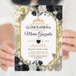 Invitation Papillon mexicain de la Couronne noire et or Quinc<br><div class="desc">Quinceañera Black & Gold Crown Mexicaine Butterfly Invitation Mis Quince 15 Anos,  16e anniversaire, </div>