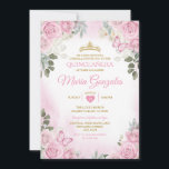 Invitation Papillon mexicain rose Quinceañera Gold Crown<br><div class="desc">Quinceañera Pink & Gold Crown Mexicaine Butterfly Invitation Mis Quince 15 Anos,  16e Anniversaire, </div>