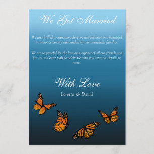 Invitation Papillon Monarch Romantique Ombré Bleu Élégant