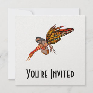 Invitation Papillon Monarque orange 3D Pixie - Fairy 2