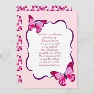 Invitation Papillon Motif Plutôt rose violet